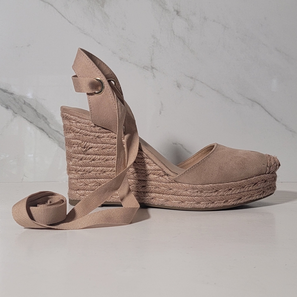 I.N.C. |Maise Almond Toe Nude Espadrille Wedge Platform strappy sandals Size 8.5